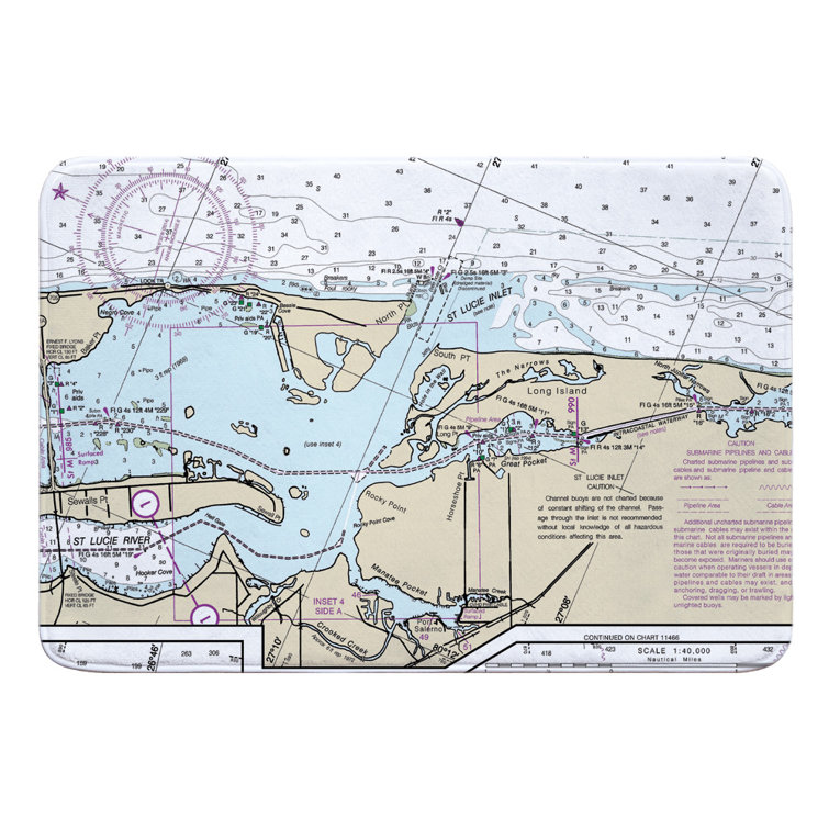 Breakwater Bay Nautical Chart St Lucie Inlet FL Rectangle Memory Foam 